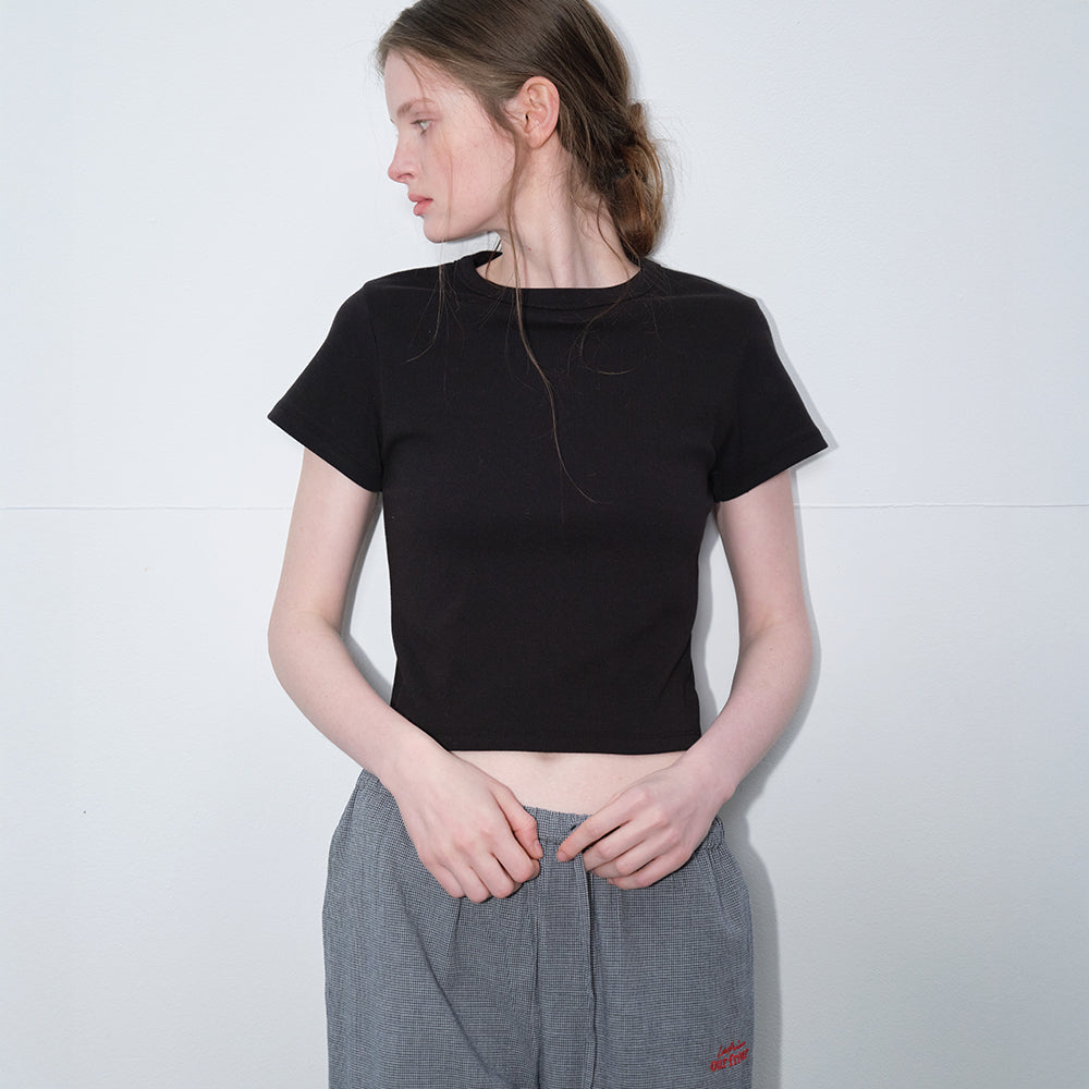 FRIVER07 Bottle cotton crop t-shirt_Black