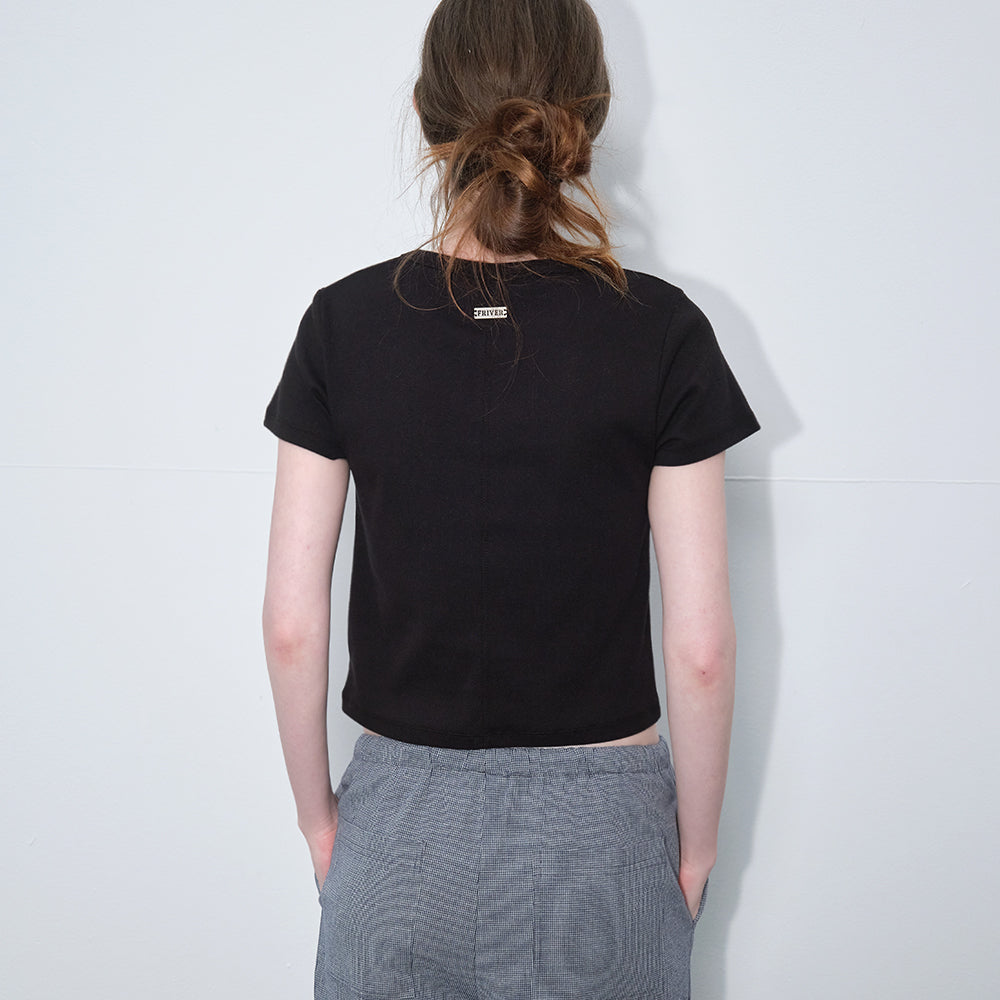 FRIVER07 Bottle cotton crop t-shirt_Black