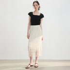 PLEATSMOOD Nora pleated cap sleeve top_black