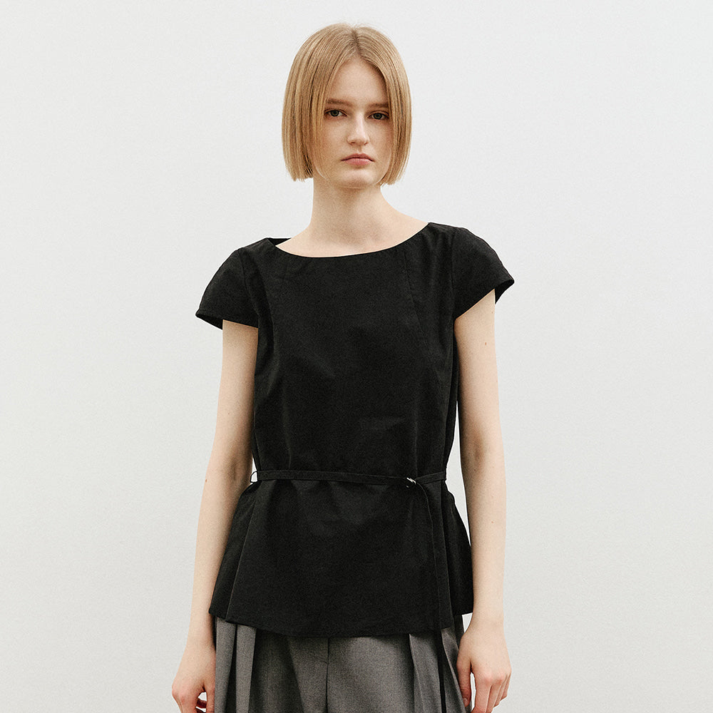ARTID Cap sleeve flat line blouse_BLACK