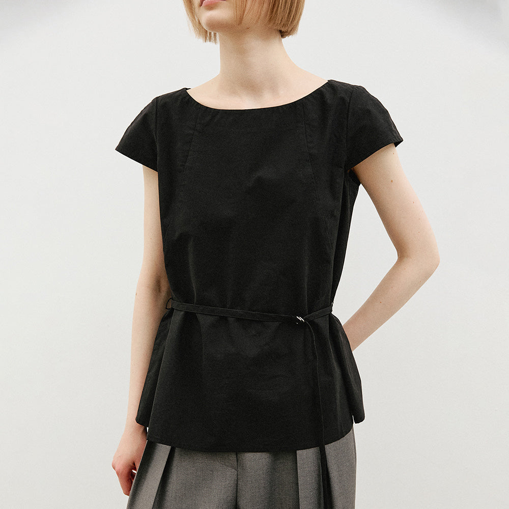 ARTID Cap sleeve flat line blouse_BLACK