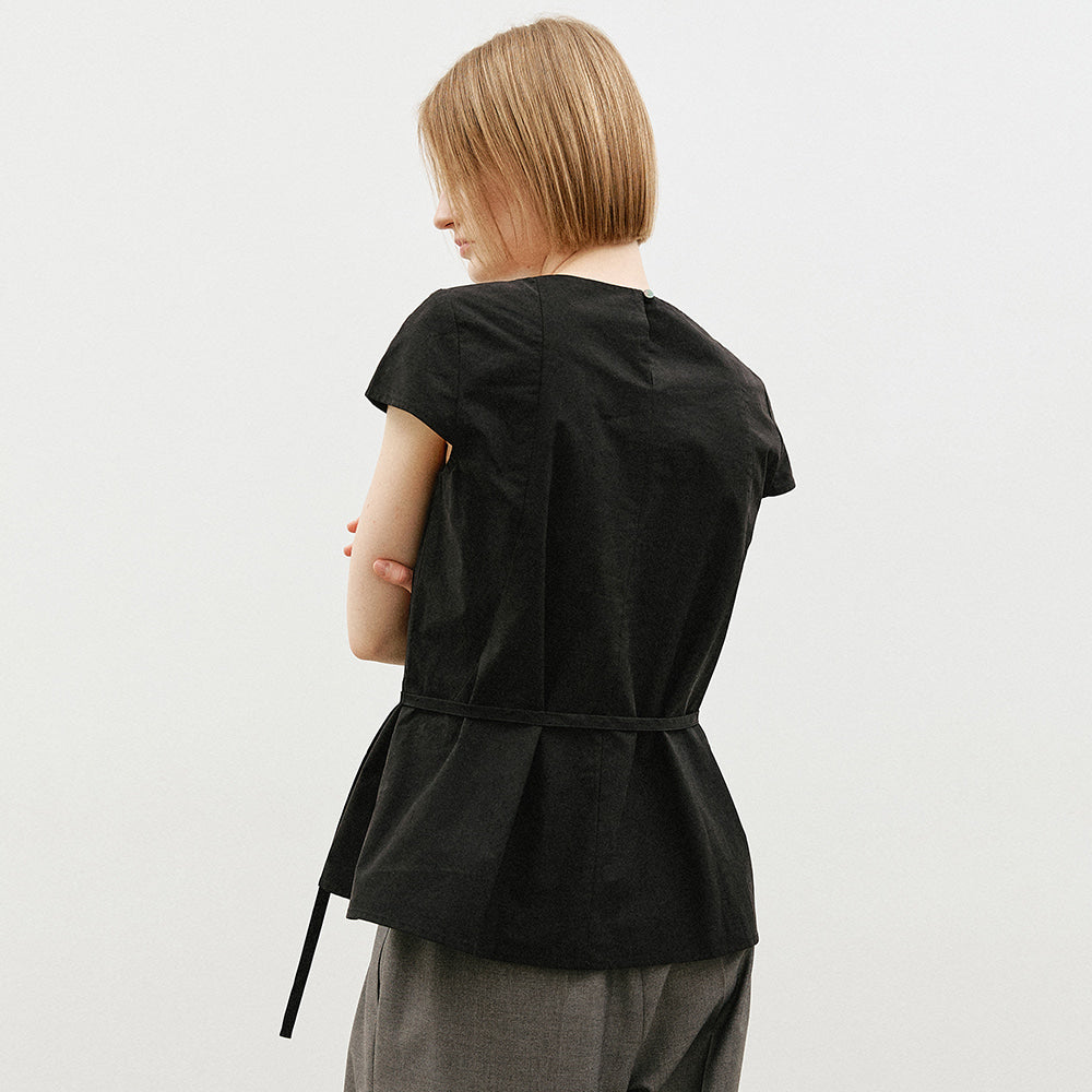 ARTID Cap sleeve flat line blouse_BLACK