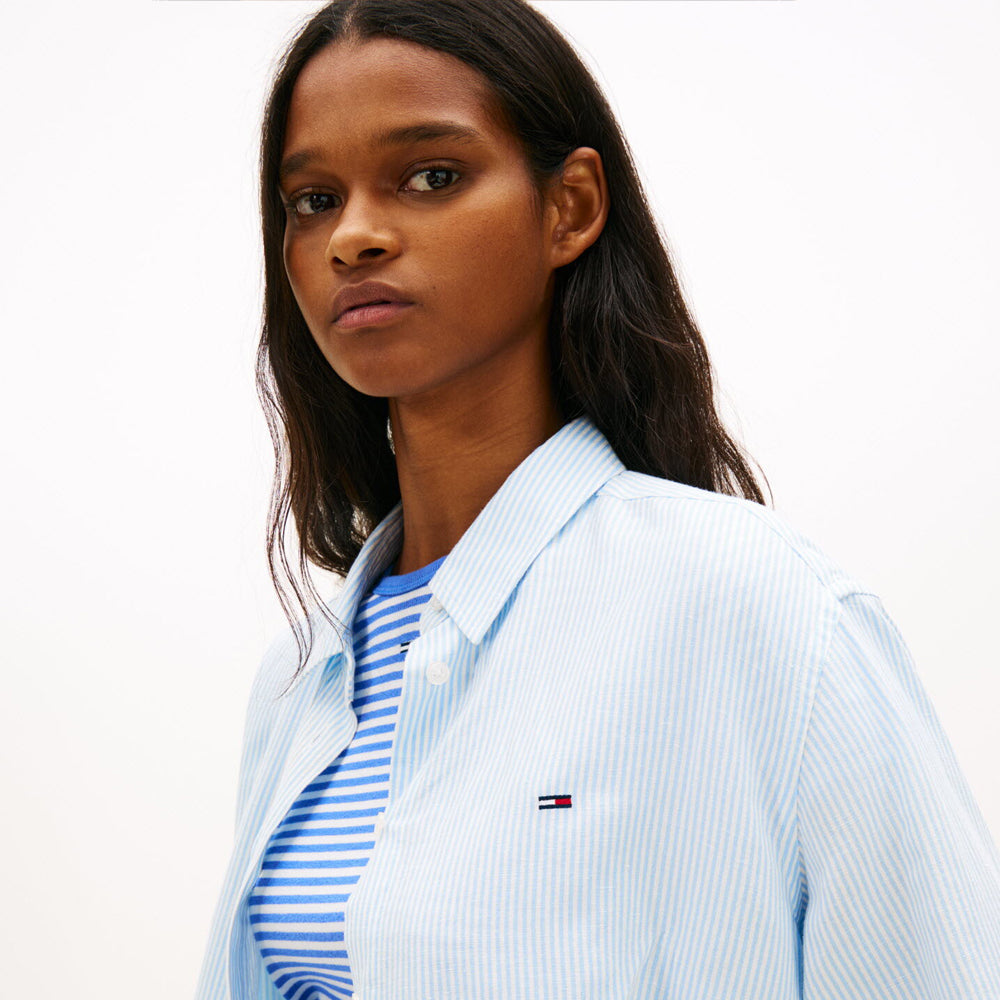 TOMMY JEANS Linen blend relaxed shirt_blue