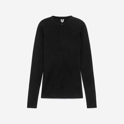 (W) Half Zip Wool Top (1296196-002) (Black)