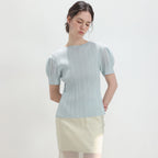PLEATSMOOD Melo volume shirring pleated top_skyblue