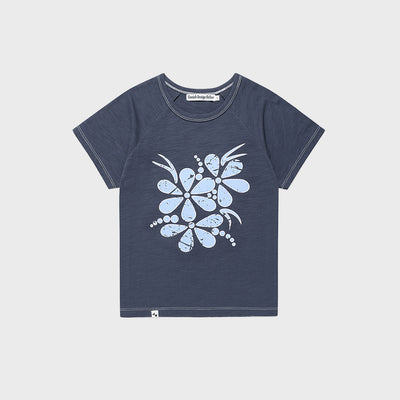 VINTAGE FLOWER RAGLAN SS TEE NAVY(CV2GMFT510A)