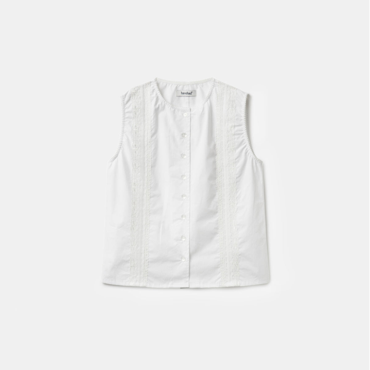 HAVE HAD WOMEN Lace Applique Sleeveless Blouse (White)