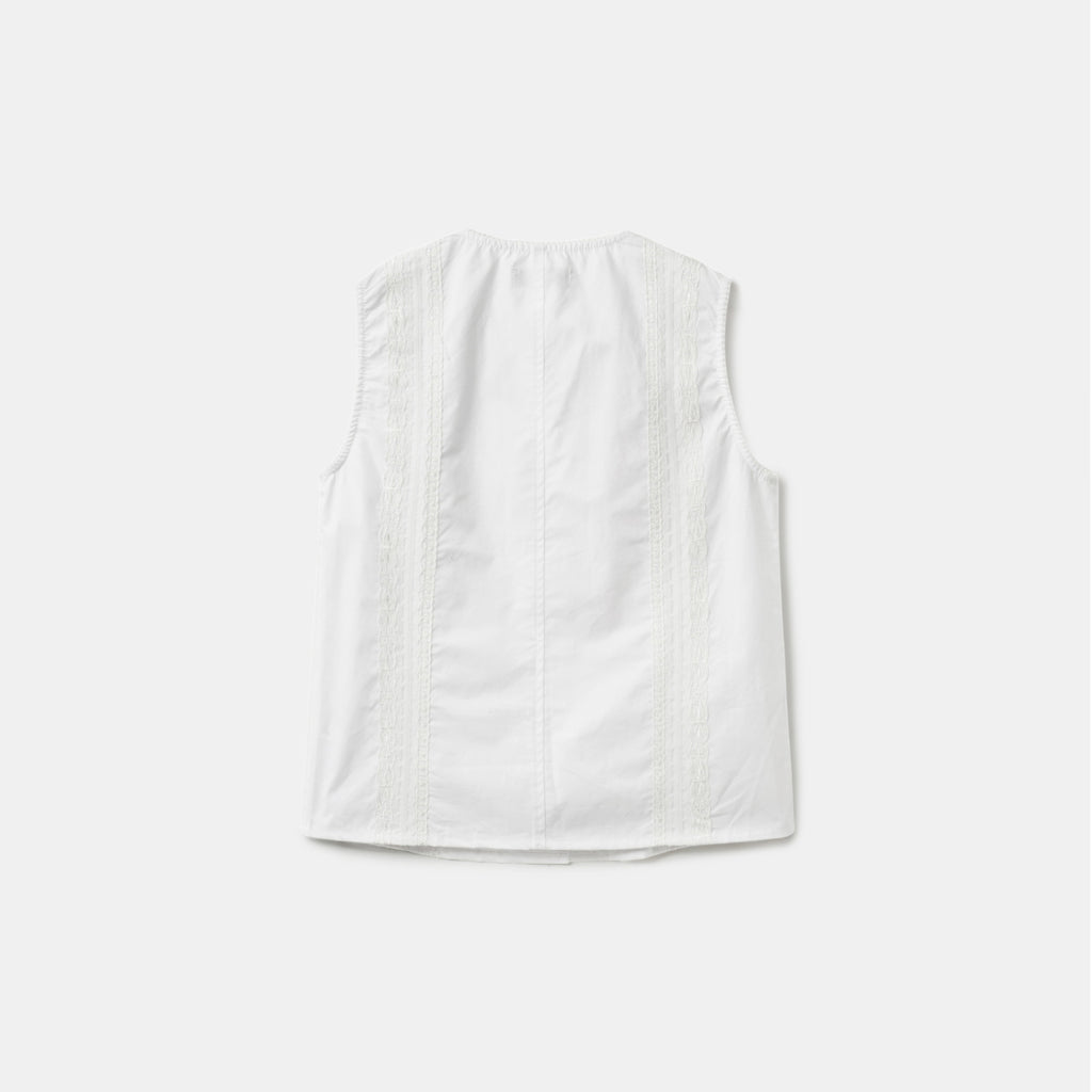 HAVE HAD WOMEN Lace Applique Sleeveless Blouse (White)