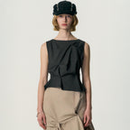 KIMZISU Pinched Sleeveless_DARK GREY