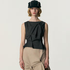 KIMZISU Pinched Sleeveless_DARK GREY