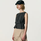 KIMZISU Pinched Sleeveless_DARK GREY