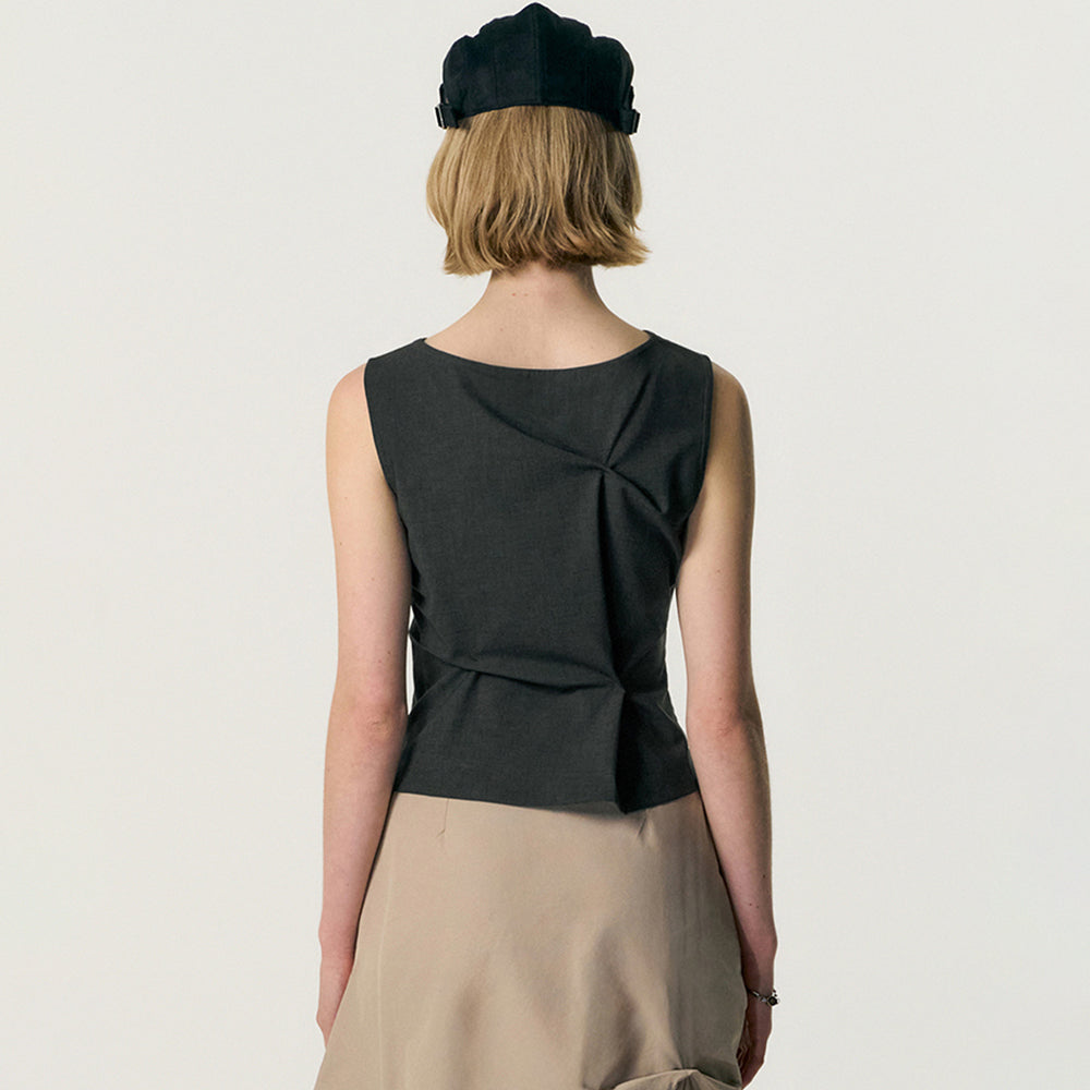 KIMZISU Pinched Sleeveless_DARK GREY