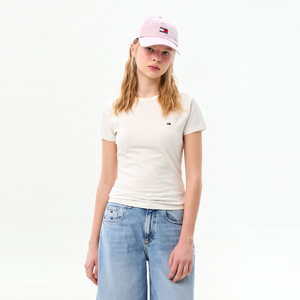 TOMMY JEANS Slim Jersey Short Sleeve T-Shirt_Ivory