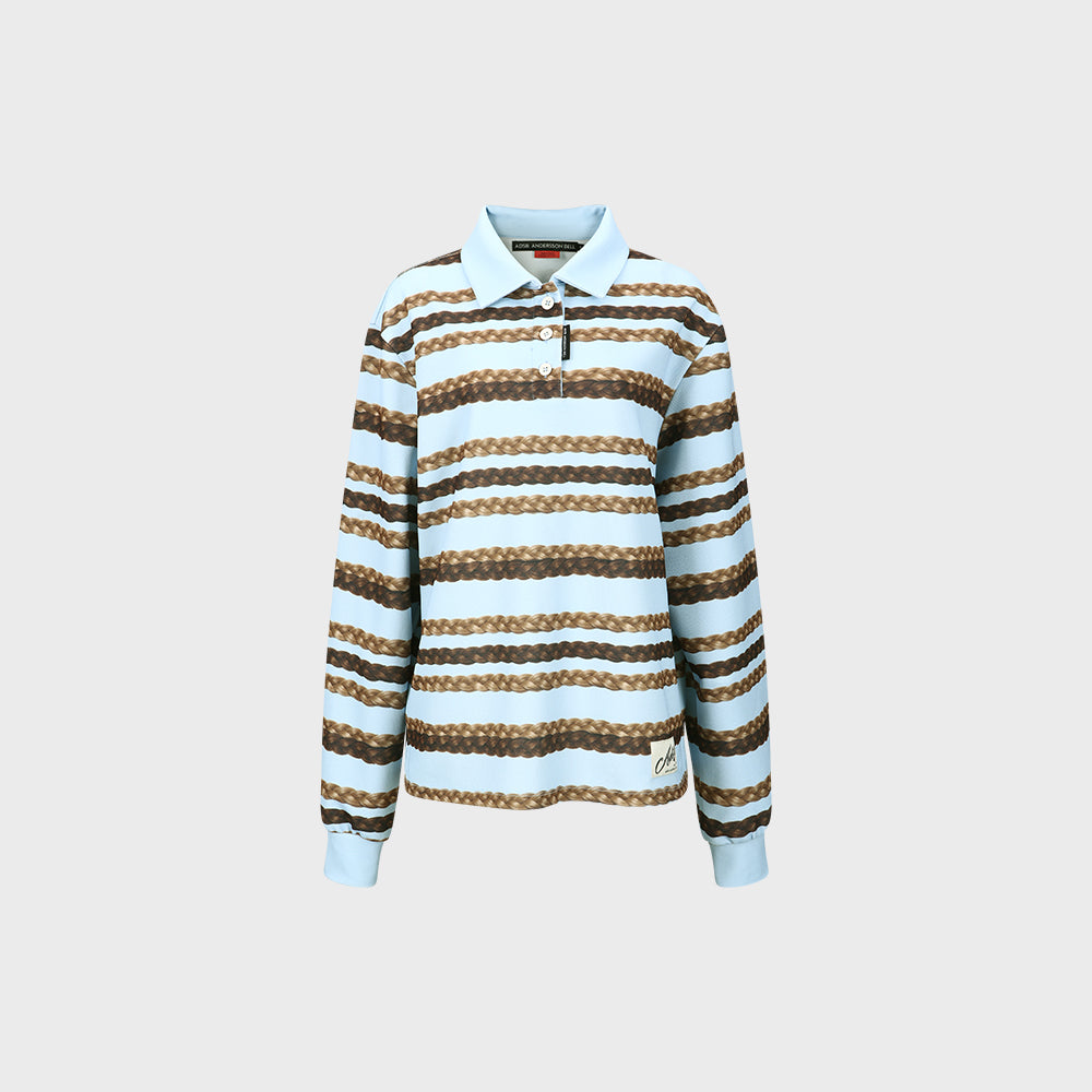 ADSB ANDERSSON BELL HAIR BRAID STRIPE COLLAR T-SHIRT atb1264w(BLUE)