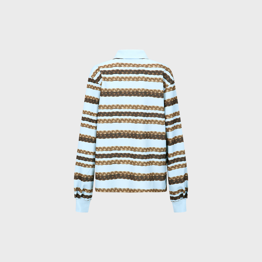 ADSB ANDERSSON BELL HAIR BRAID STRIPE COLLAR T-SHIRT atb1264w(BLUE)