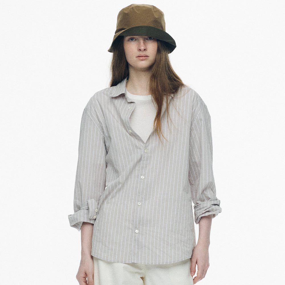 Nothing written Poplin stripe shirt (Gray, W)