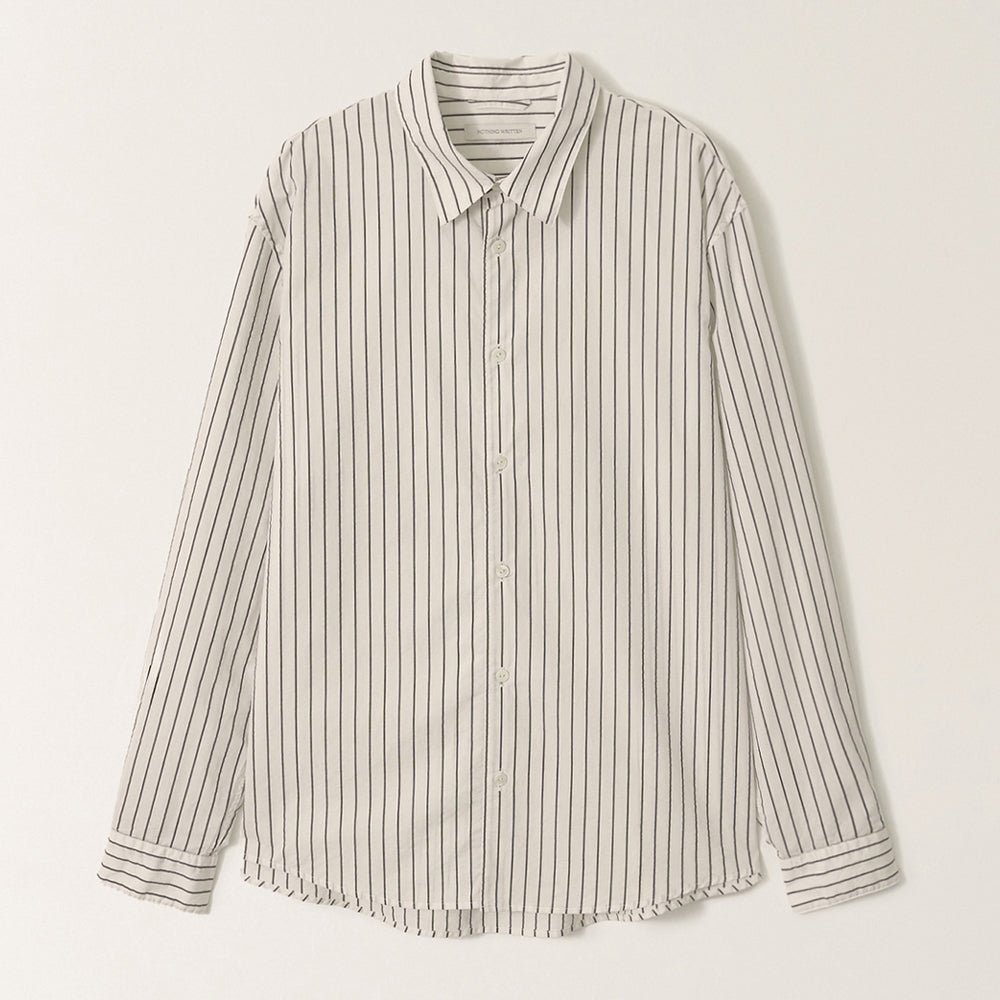 Nothing written Poplin stripe shirt (Black stripe, W)