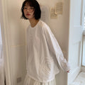 RONRON HEART EMBROIDERED LONG SLEEVE T SHIRT WHITE