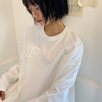 RONRON HEART EMBROIDERED LONG SLEEVE T SHIRT WHITE