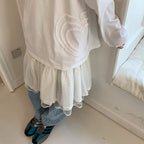 RONRON HEART EMBROIDERED LONG SLEEVE T SHIRT WHITE