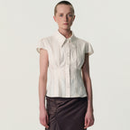 KIMZISU Double-Button Cap Sleeve Shirt_IVORY