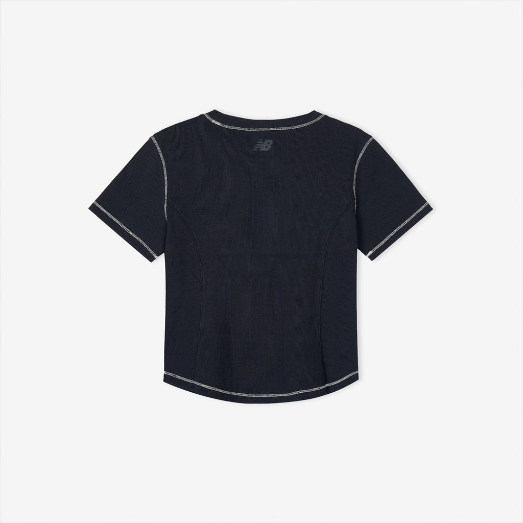 NEW BALANCE NBNEG3W652 / WOMEN Essential Ribbed Short Sleeve T-Shirt (NAVY)