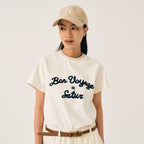 SATUR Setter logo embroidered Voyage short sleeve t-shirt Resort ivory