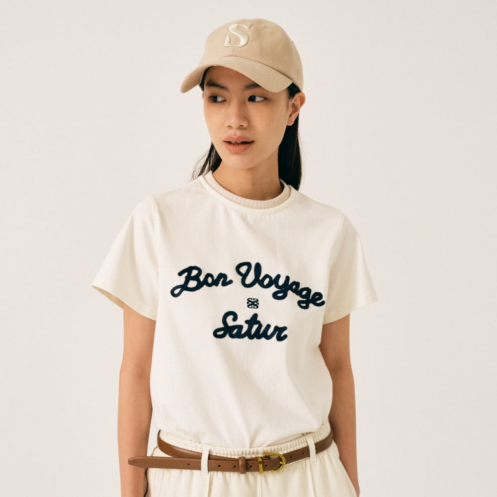 SATUR Setter logo embroidered Voyage short sleeve t-shirt Resort ivory