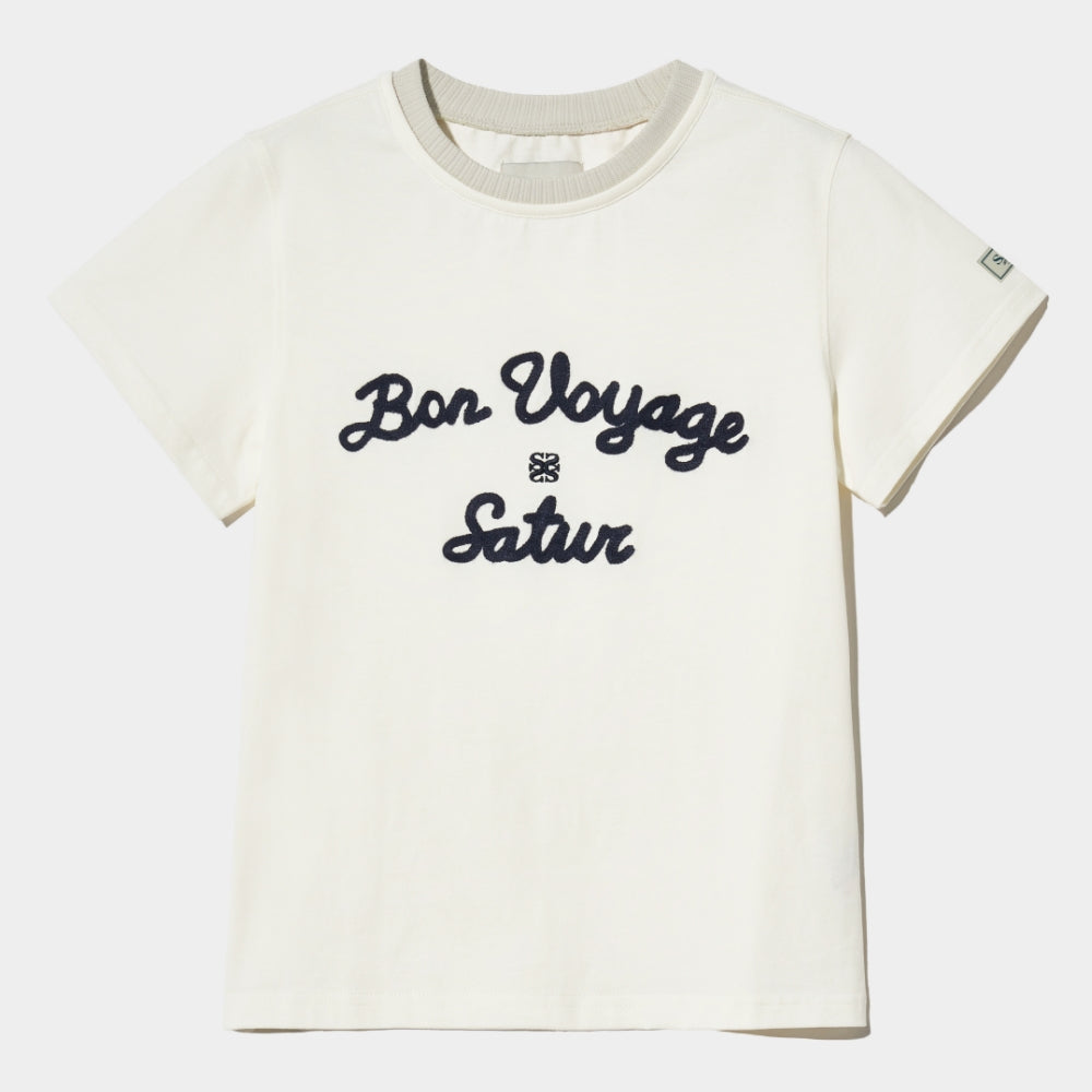 SATUR Setter logo embroidered Voyage short sleeve t-shirt Resort ivory
