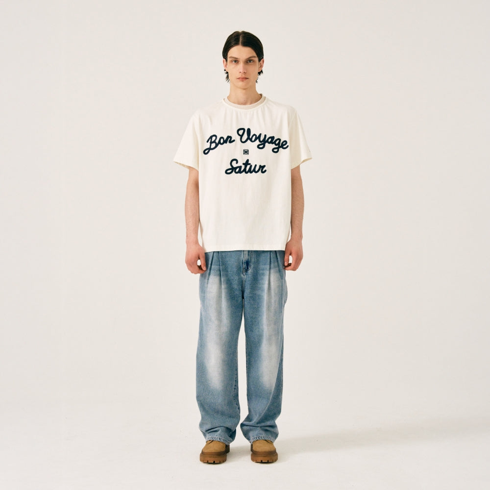 SATUR Setter logo embroidered Voyage short sleeve t-shirt Resort ivory