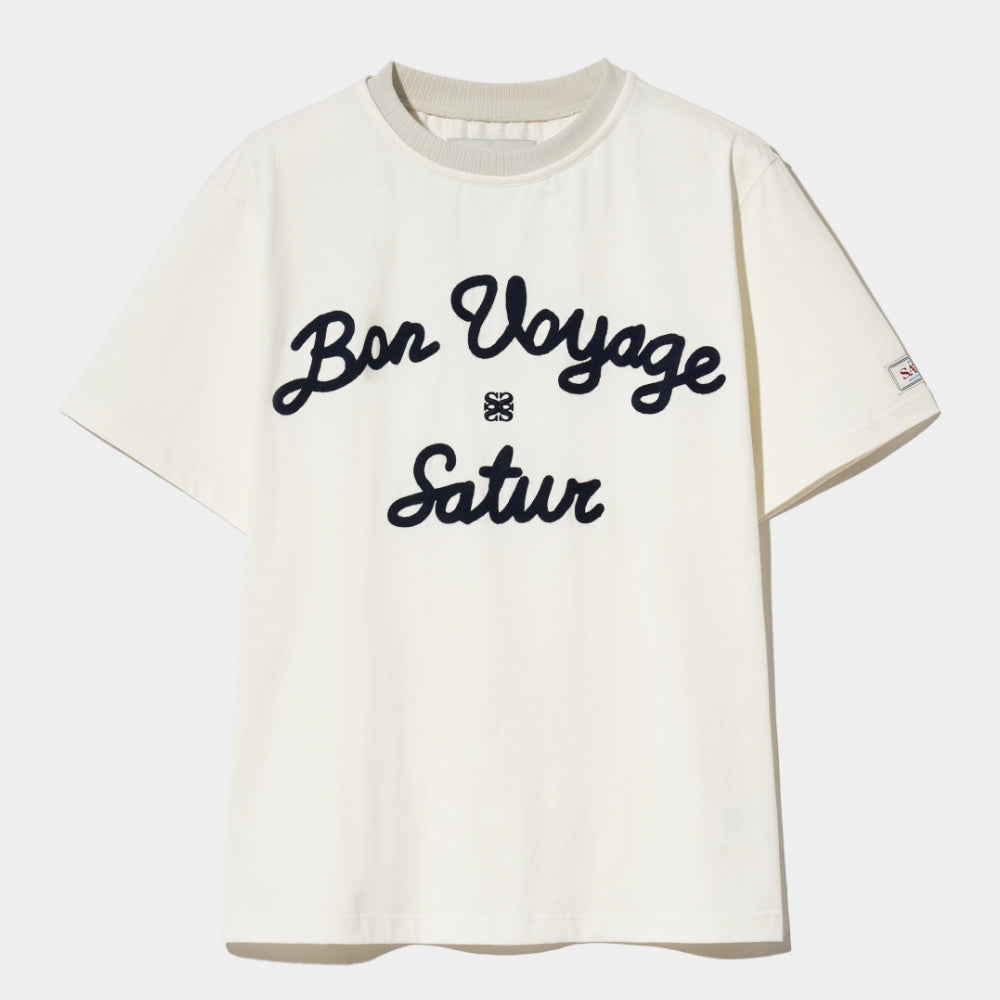 SATUR Setter logo embroidered Voyage short sleeve t-shirt Resort ivory