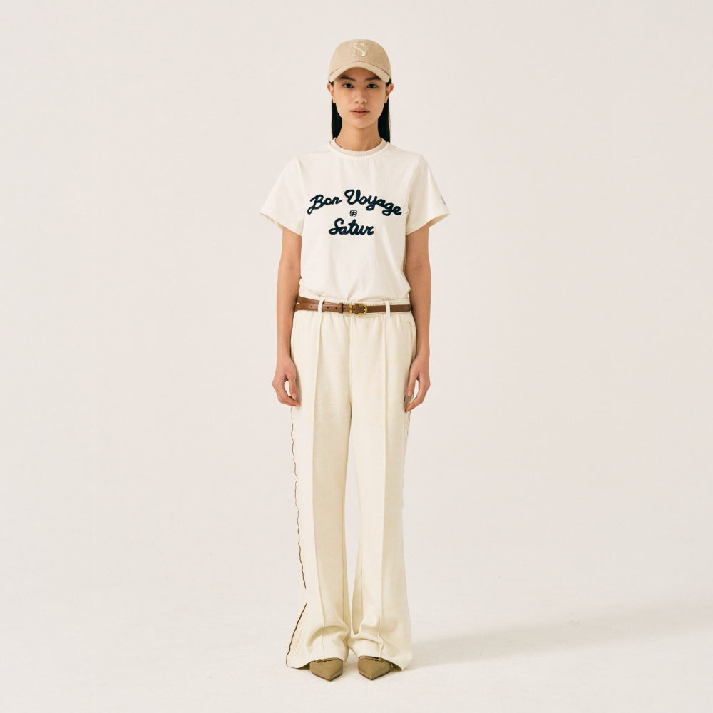 SATUR Setter logo embroidered Voyage short sleeve t-shirt Resort ivory