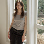 108POUND One-Shoulder Off Top_Melange Gray