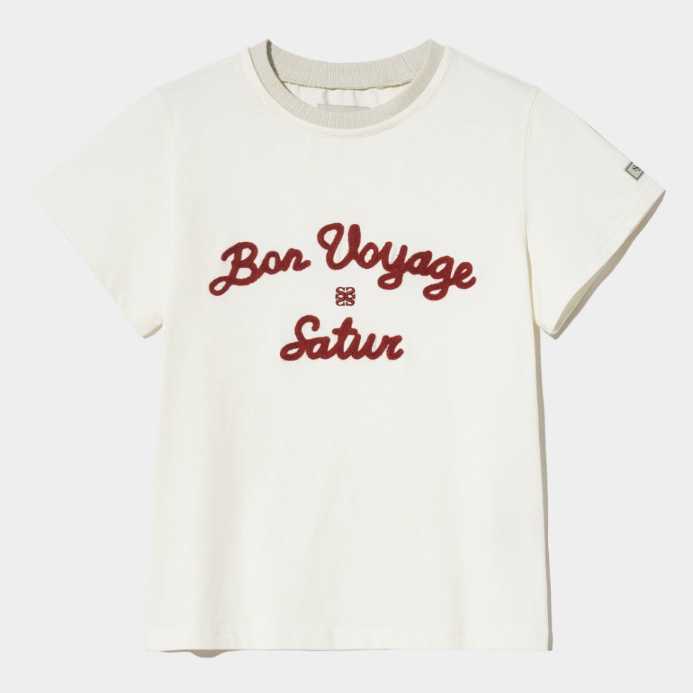 SATUR Setter Logo Embroidered Voyage Short Sleeve T-Shirt Period Red