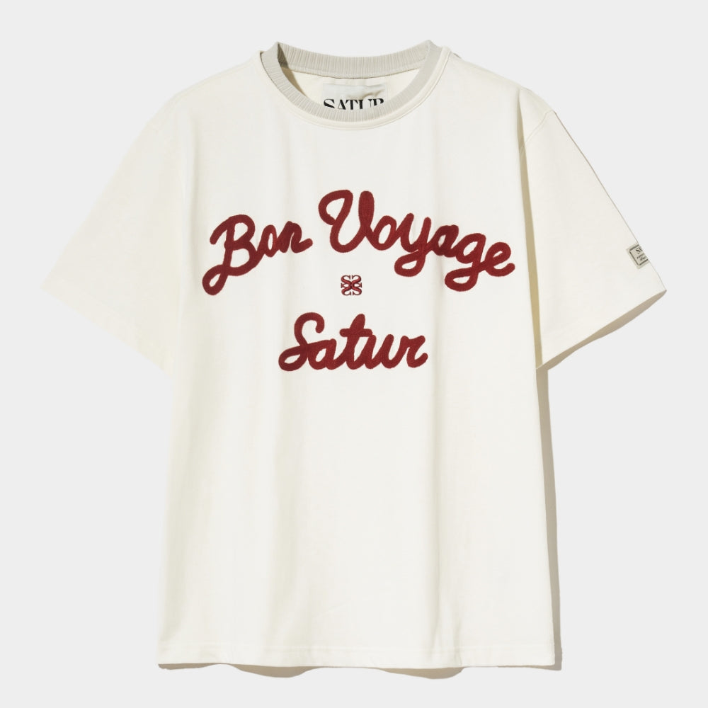 SATUR Setter Logo Embroidered Voyage Short Sleeve T-Shirt Period Red