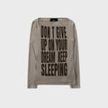 BADBLOOD w-tee25-174 KEEP SLEEPING Boat Neck Loose Fit Tee - Sand