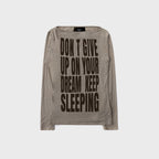 BADBLOOD w-tee25-174 KEEP SLEEPING Boat Neck Loose Fit Tee - Sand