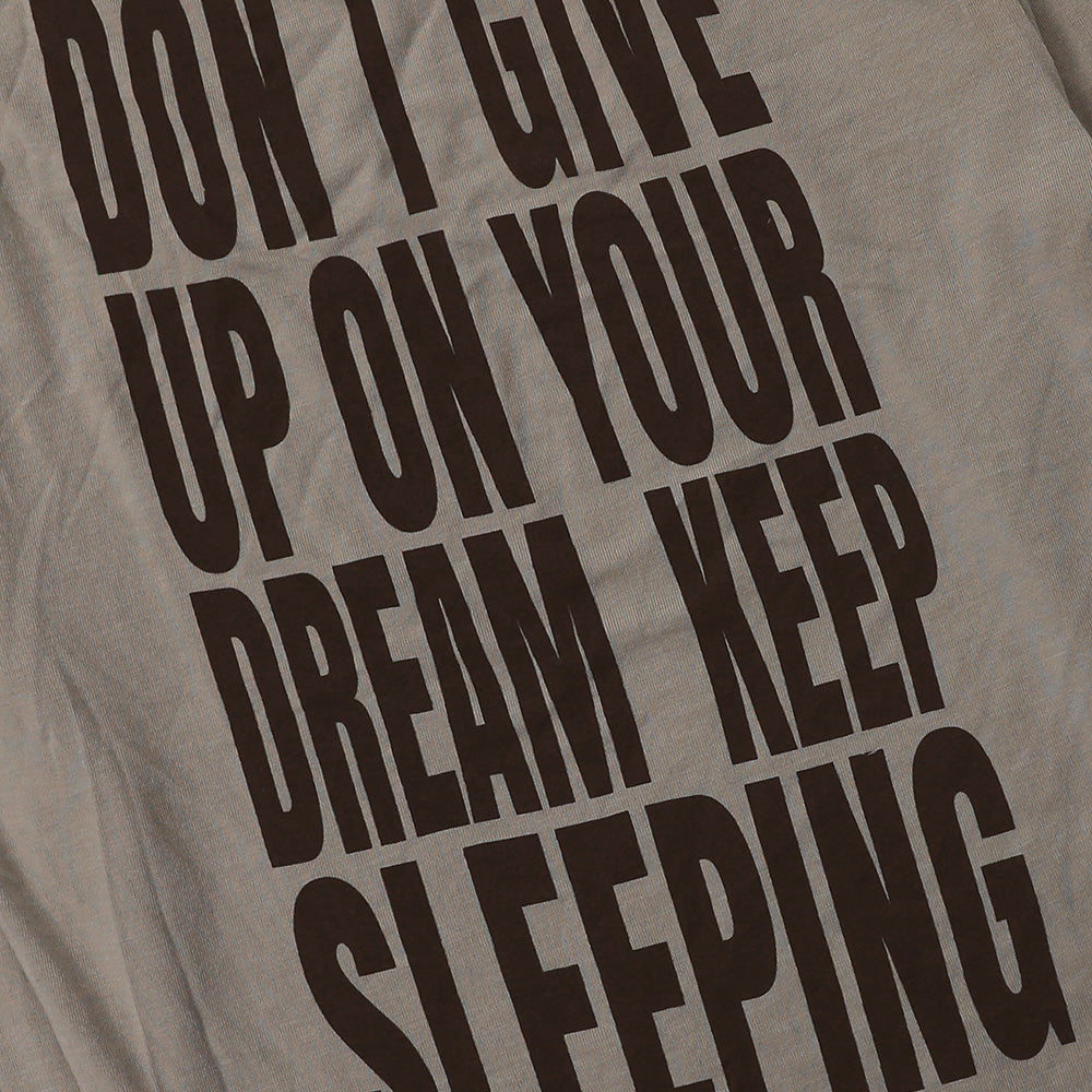 BADBLOOD w-tee25-174 KEEP SLEEPING Boat Neck Loose Fit Tee - Sand
