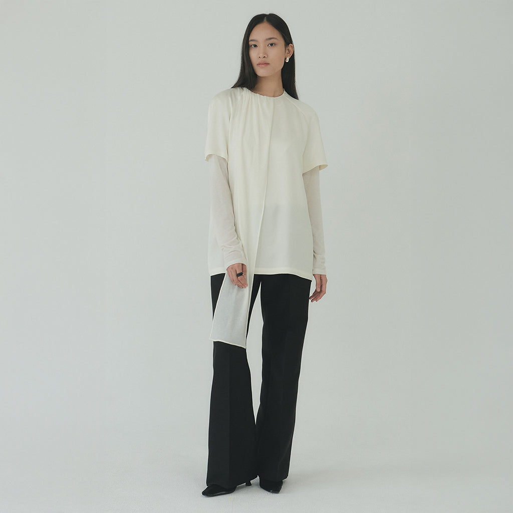Moon Lee Silky Short-sleeve Blouse_Ivory