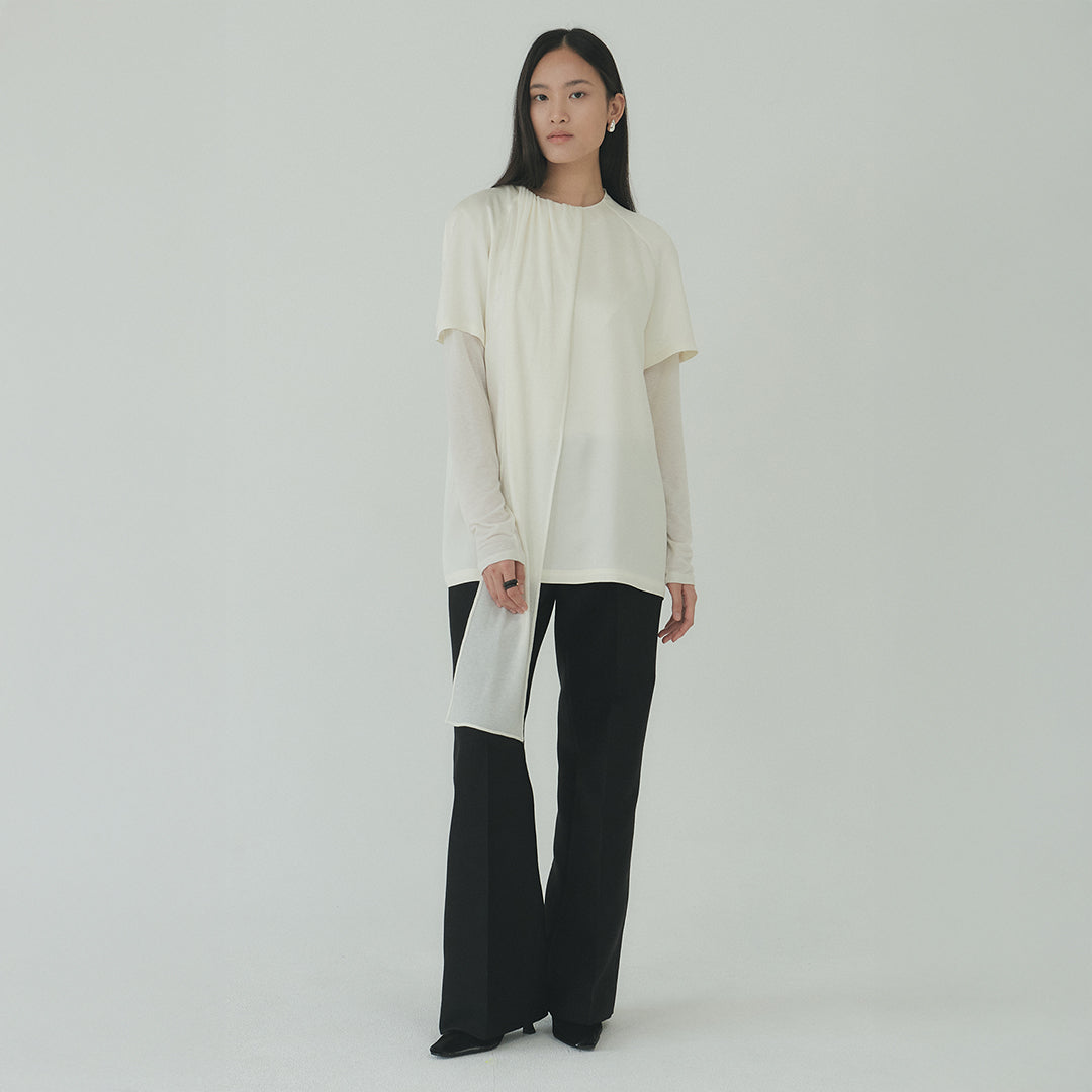 Moon Lee Silky Short-sleeve Blouse_Ivory