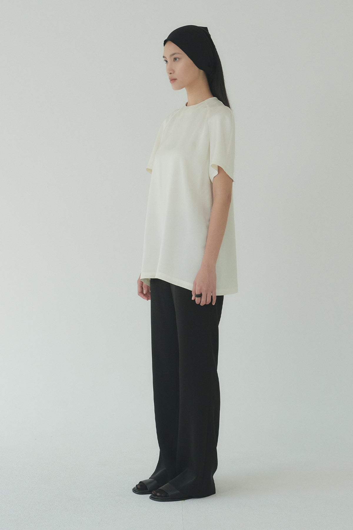 Moon Lee Silky Short-sleeve Blouse_Ivory
