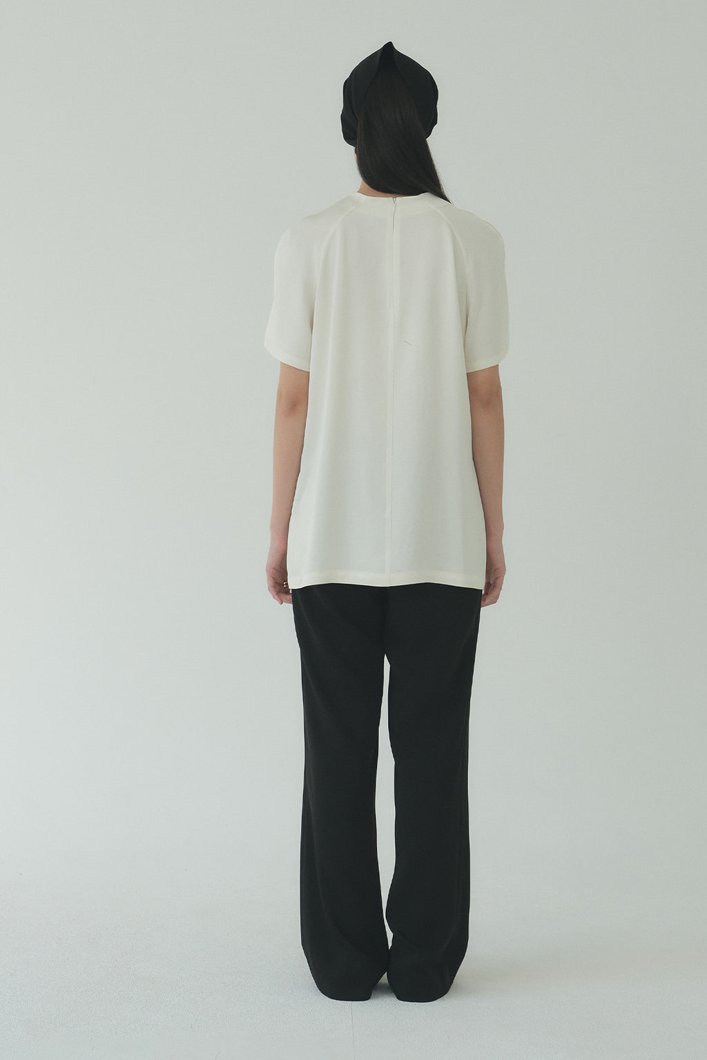 Moon Lee Silky Short-sleeve Blouse_Ivory