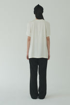 Moon Lee Silky Short-sleeve Blouse_Ivory
