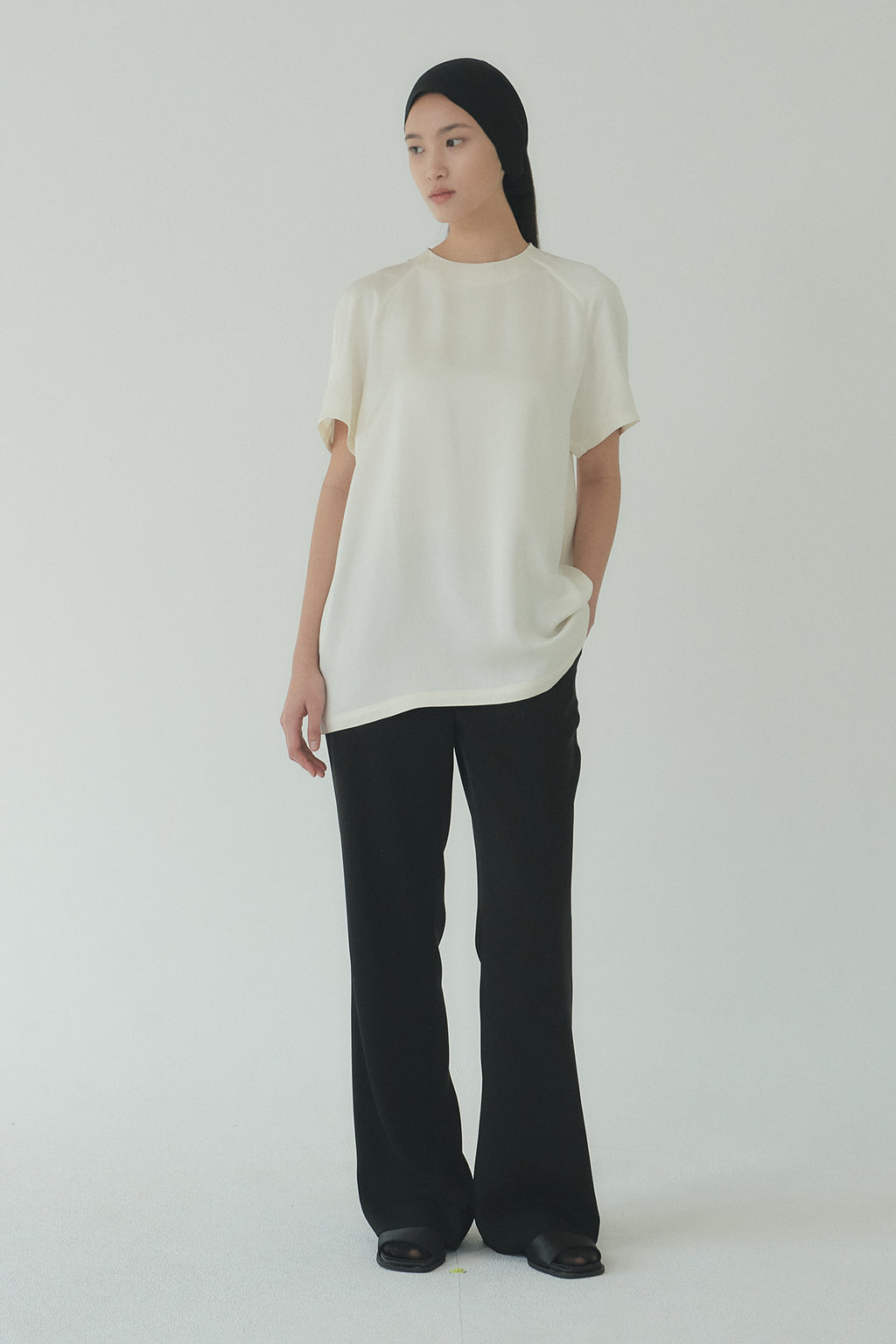 Moon Lee Silky Short-sleeve Blouse_Ivory