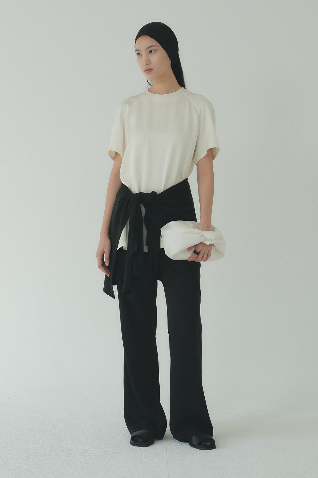 Moon Lee Silky Short-sleeve Blouse_Ivory