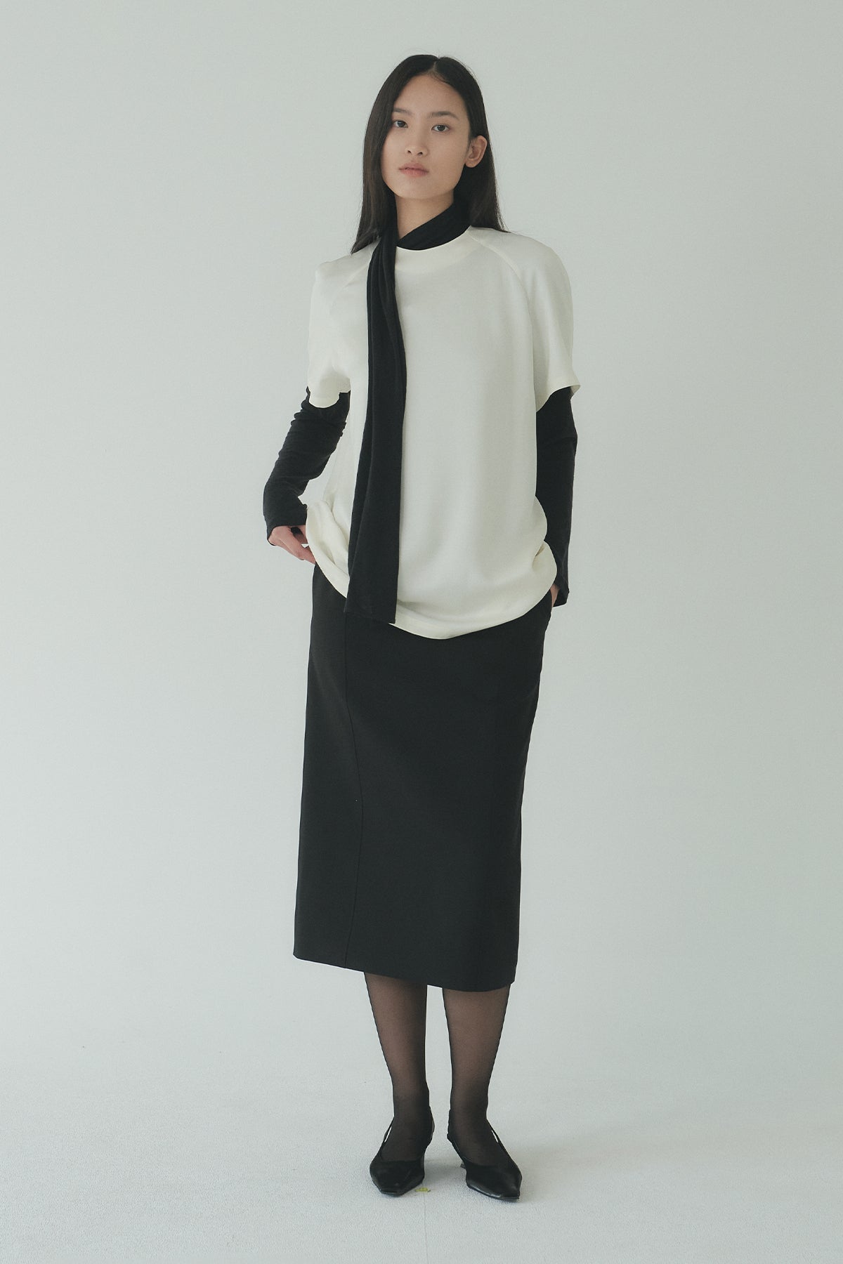 Moon Lee Silky Short-sleeve Blouse_Ivory
