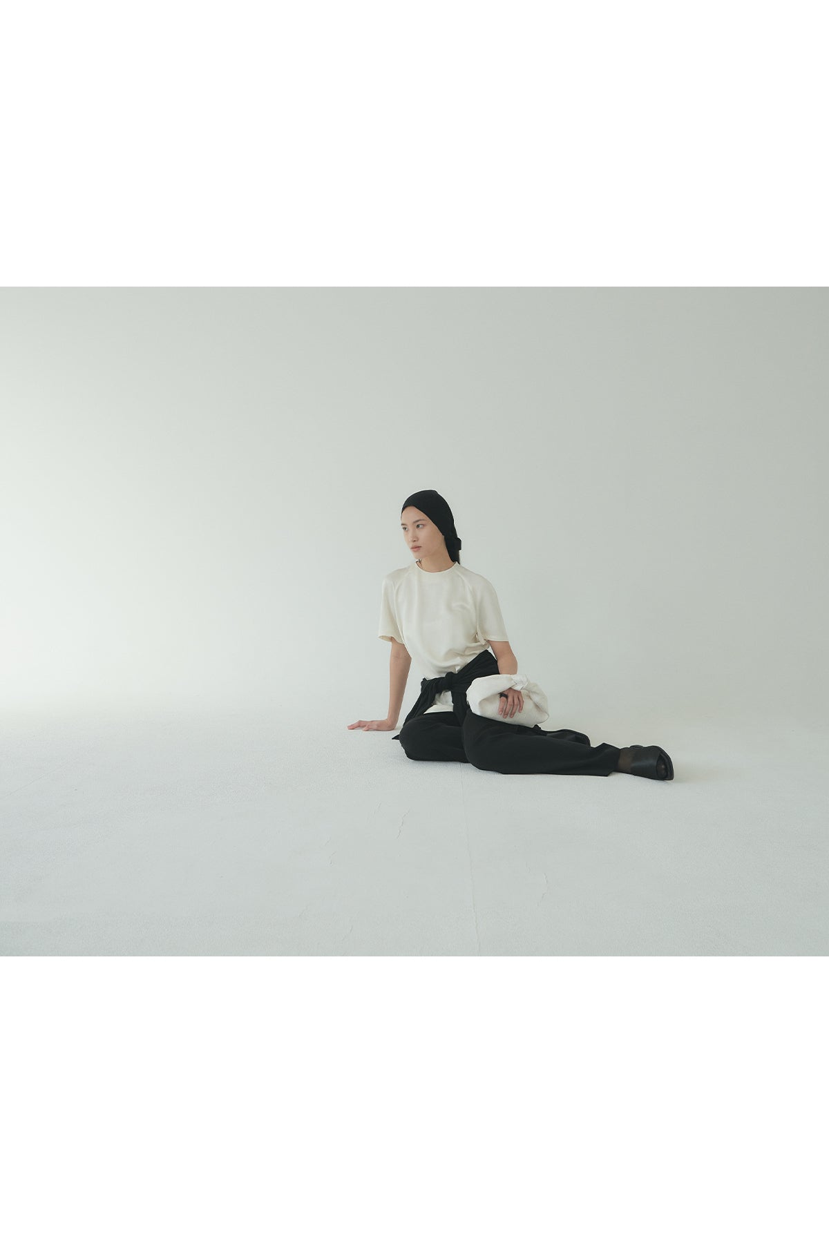 Moon Lee Silky Short-sleeve Blouse_Ivory