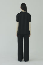 Moon Lee Silky Short-sleeve Blouse_Black