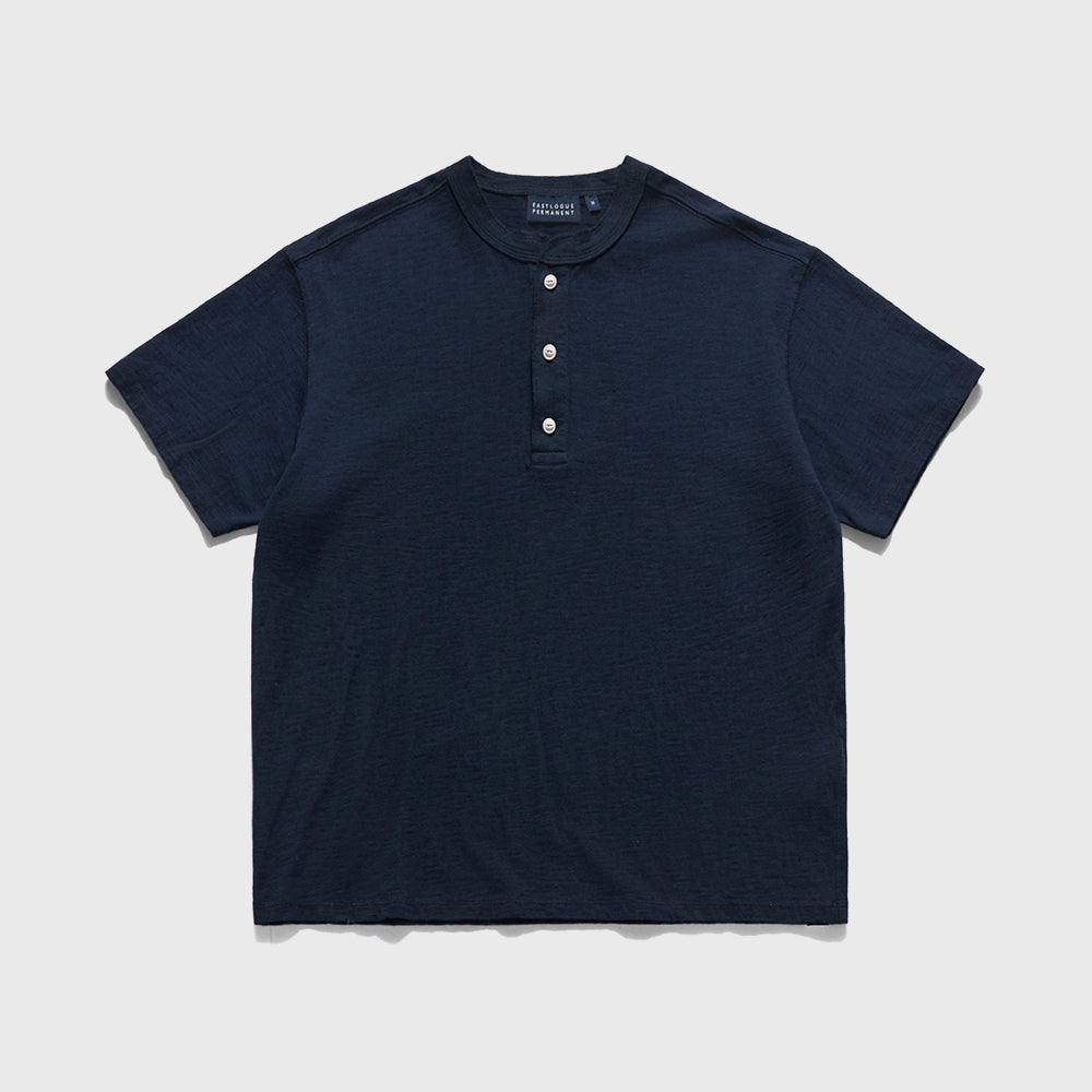 EASTLOGUE PERMANENT HENLEY NECK T-SHIRTS / NAVY