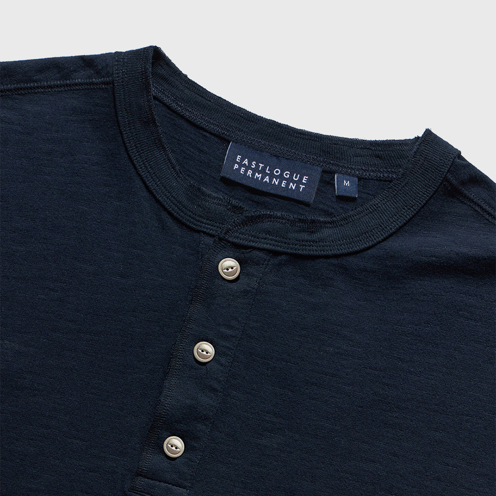 EASTLOGUE PERMANENT HENLEY NECK T-SHIRTS / NAVY